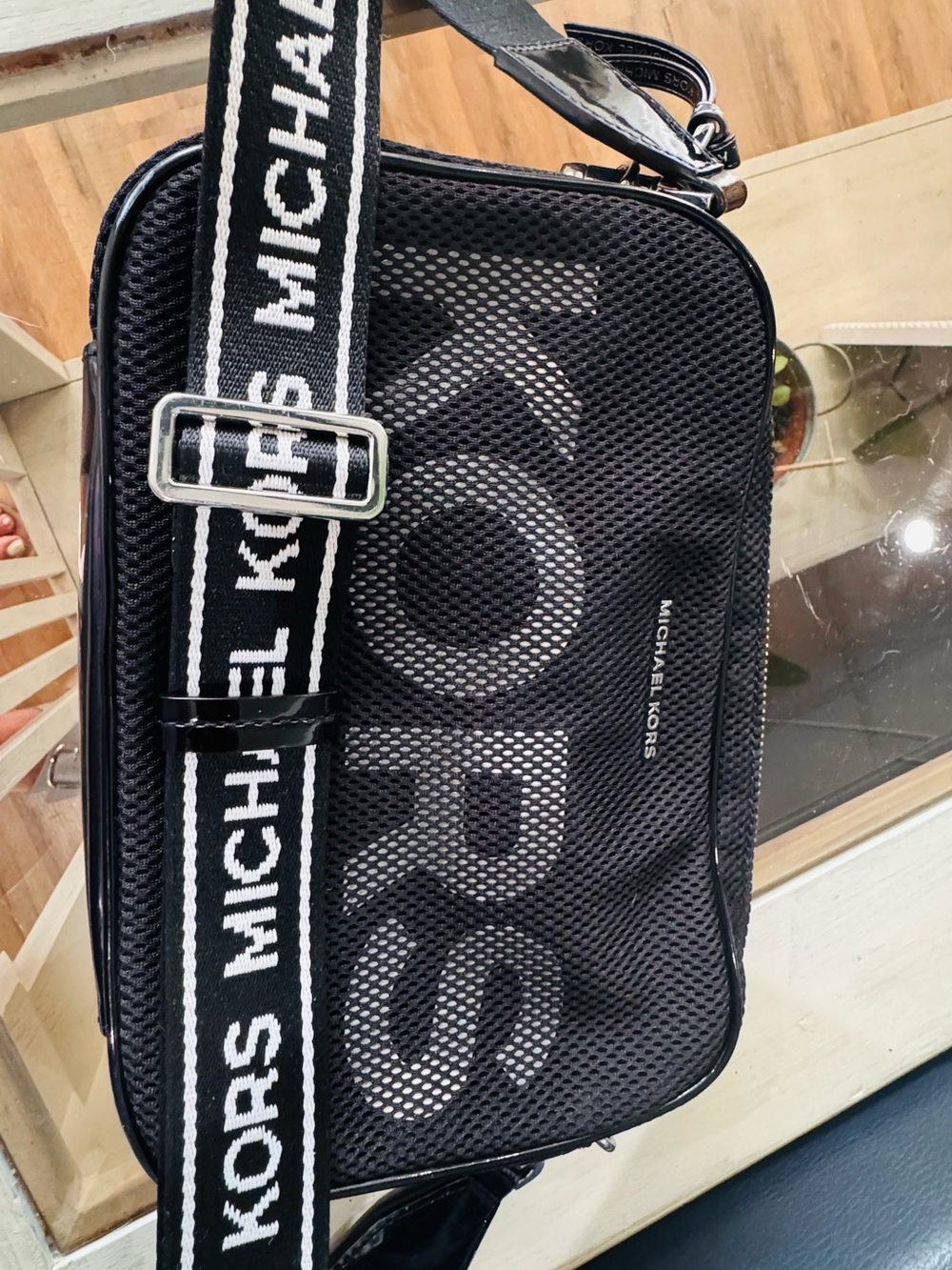 Michael Kors Black Mesh KORS Logo Belt Bag - Picture 6 of 7